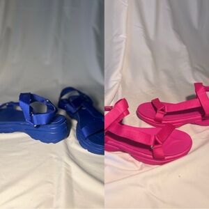 Womens Blue and Pink Sandals